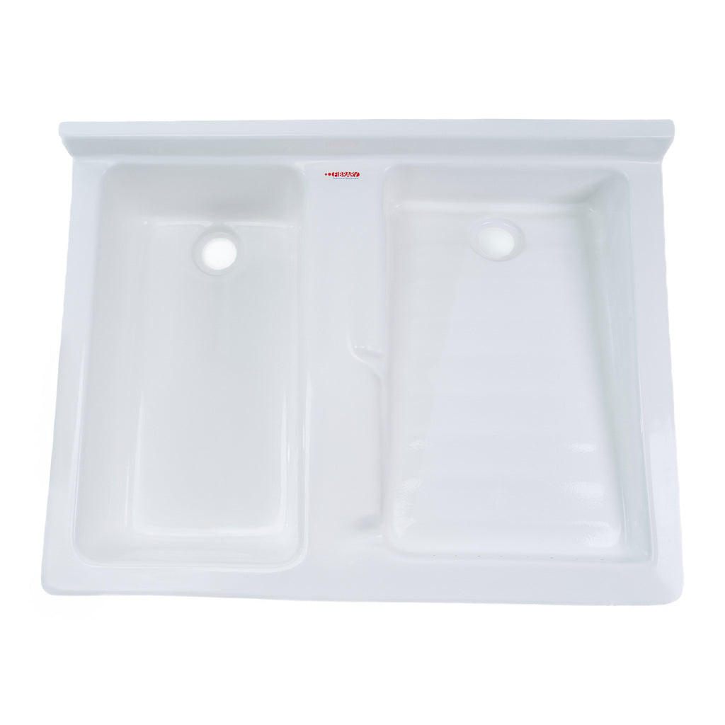 LAVARROPA DUAL POZO IZQUIERDO 61 x 80 cm con flauta | FIBRARV