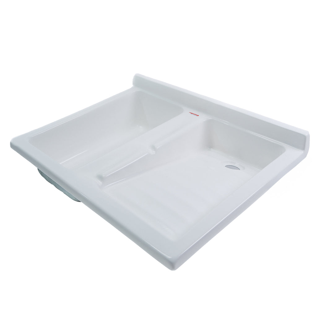 LAVARROPA DUAL POZO IZQUIERDO 61 x 80 cm con flauta | FIBRARV